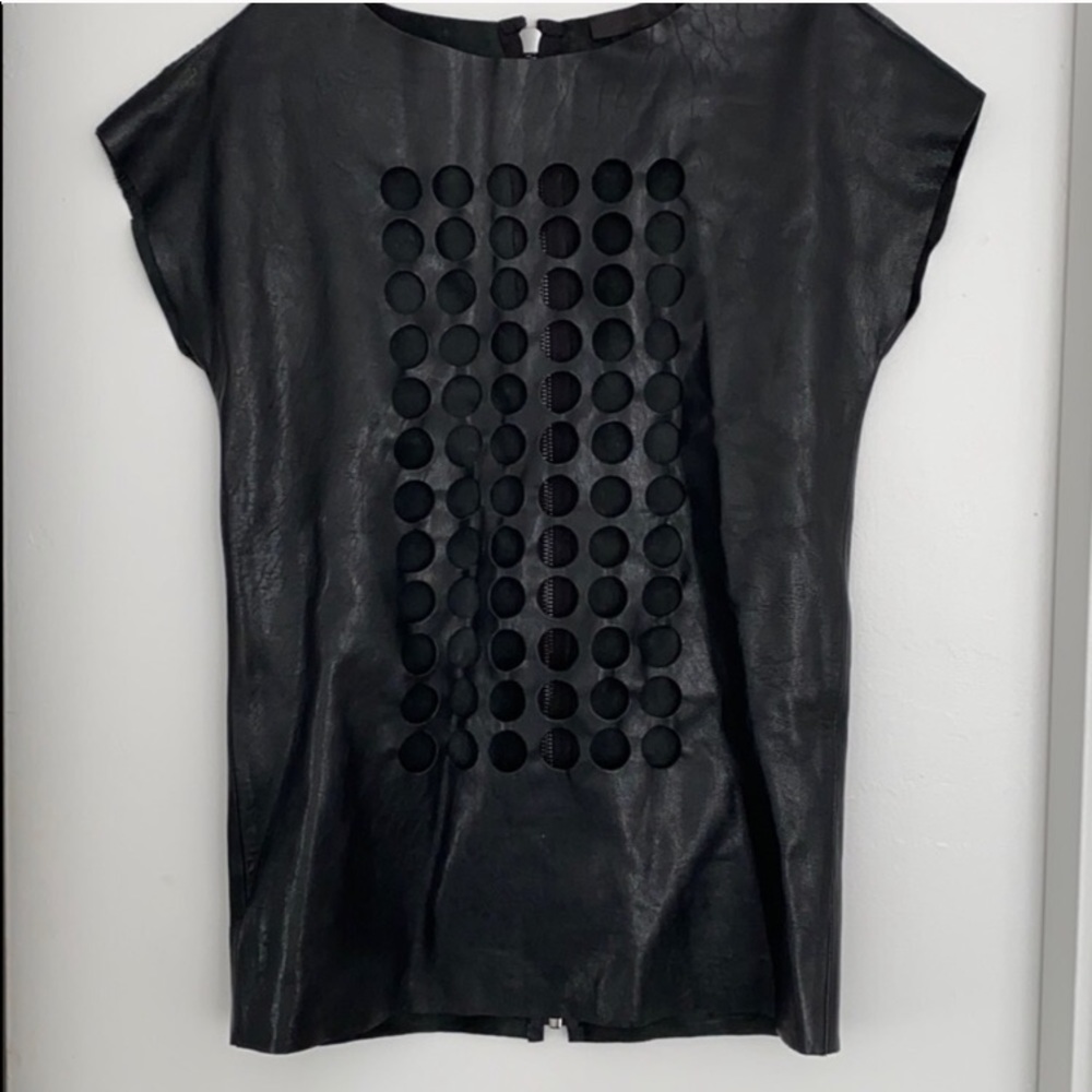 NWOT Kelly Wearstler black leather cut out tunic